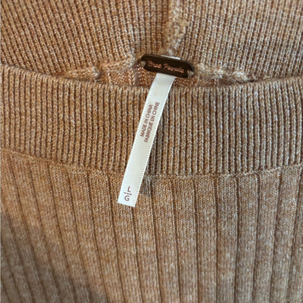 Free People Tan Ribbed Midi Pencil Skirt - Picture 3 of 4